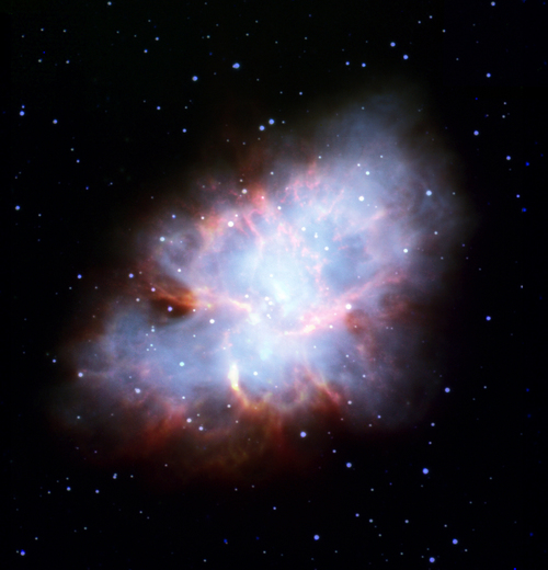 The Crab Nebula, infrared and optical composite