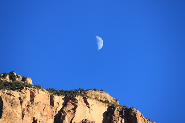 First Quarter Moon in daytime over Arizona
