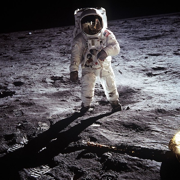Buzz Aldrin walking on the Moon. Credit: NASA.