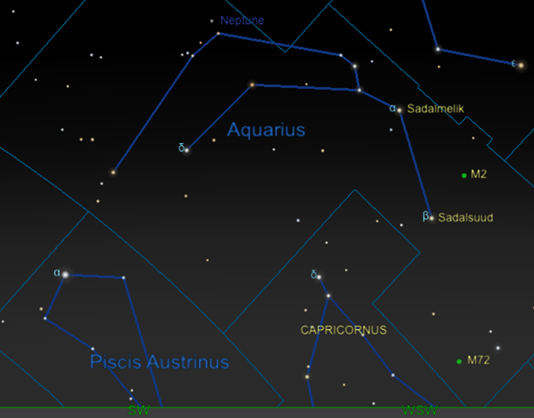 Star map of Aquarius in January 2021