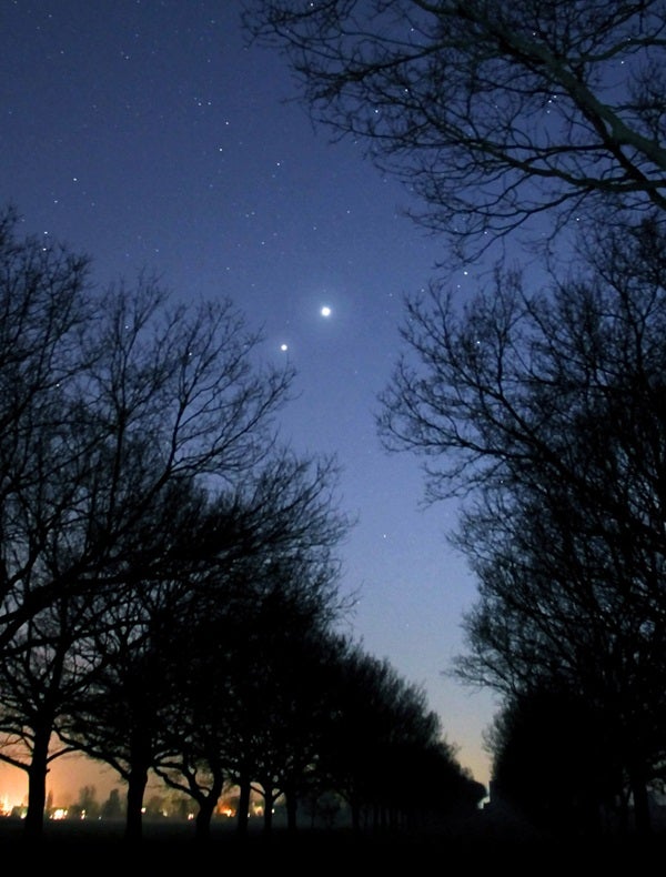 Venus and Jupiter lie within 1° of each other July 1.