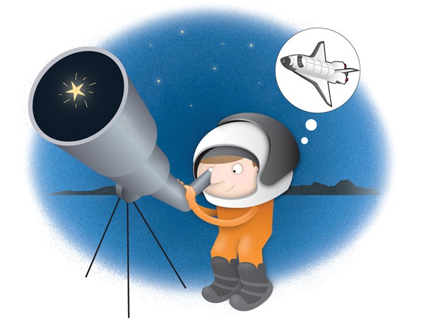 Boy with telescope