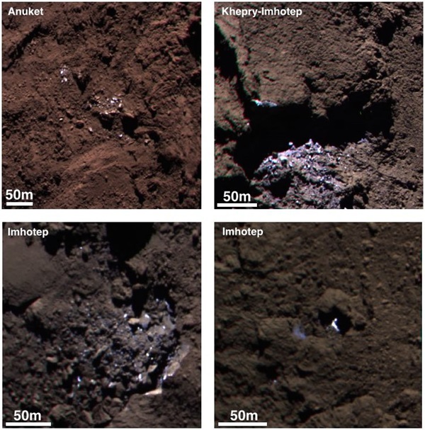 Color composites of icy bright patches on Comet 67/P