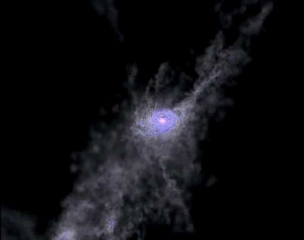 Cosmic swirly straws feed galaxy