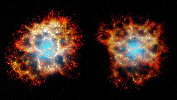3D reconstruction of the Crab Nebula from different viewpoints