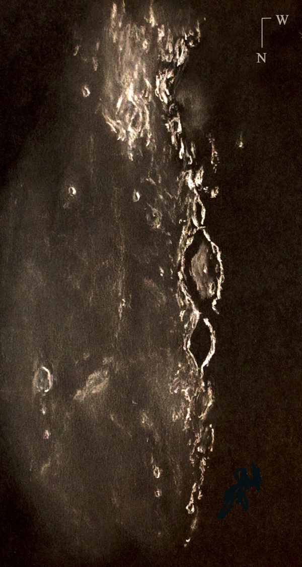 Moon's craters Hevelius, Lohrmann, Cavalerius