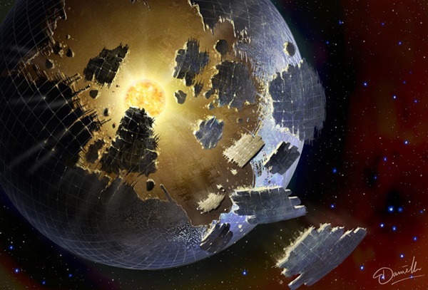 A crumbling Dyson sphere orbiting KIC 8462852