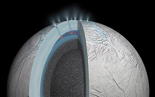 Cutaway of Saturn's moon Enceladus