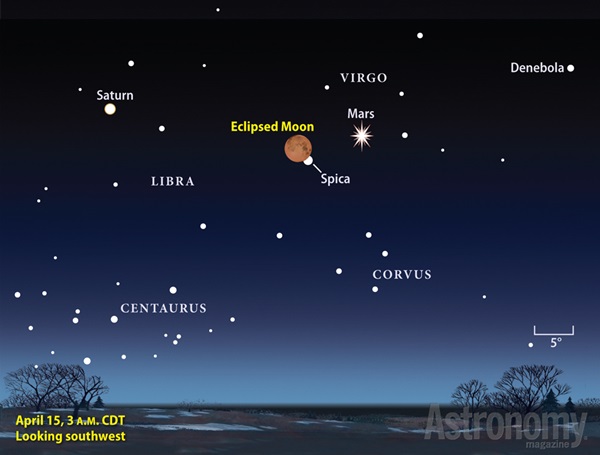 Finder chart for the April 2015 lunar eclipse