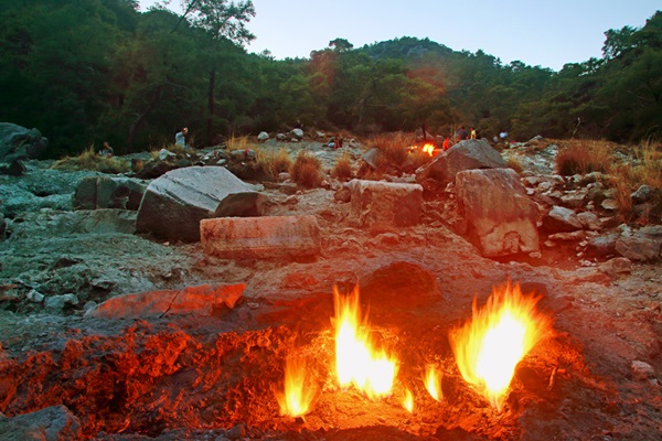 The eternal flames burn in Turkey's geothermically active region of Mount Chimaera.