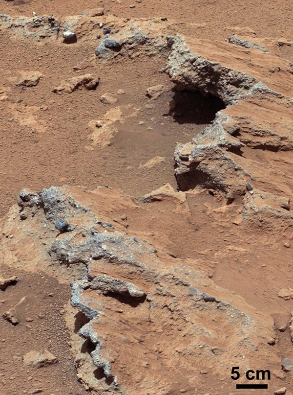 Exposed bedrock on Mars