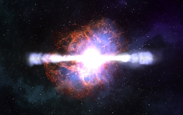 Hypernova gamma-ray burst illustration