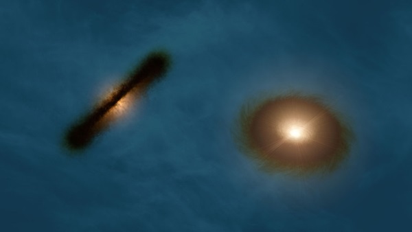 Artist’s impression of the disks around the young stars HK Tauri A and B. 