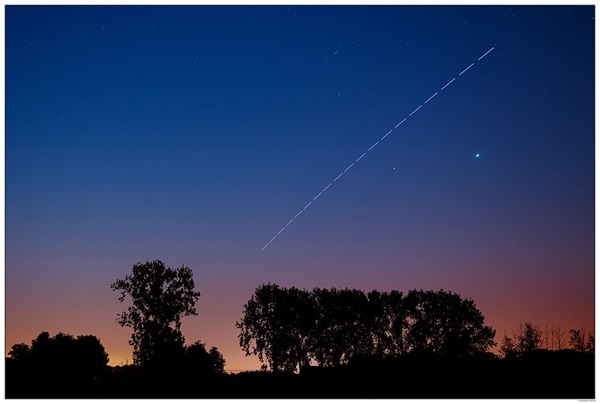 The International Space Station leaves a trail in the sky