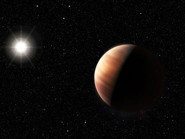 An artist’s impression showing a newly discovered Jupiter twin gas giant orbiting the solar twin star, HIP 11915. 