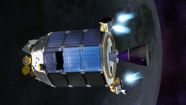 NASA's Lunar Atmosphere and Dust Environment Explorer (LADEE) spacecraft firing its maneuvering thrusters