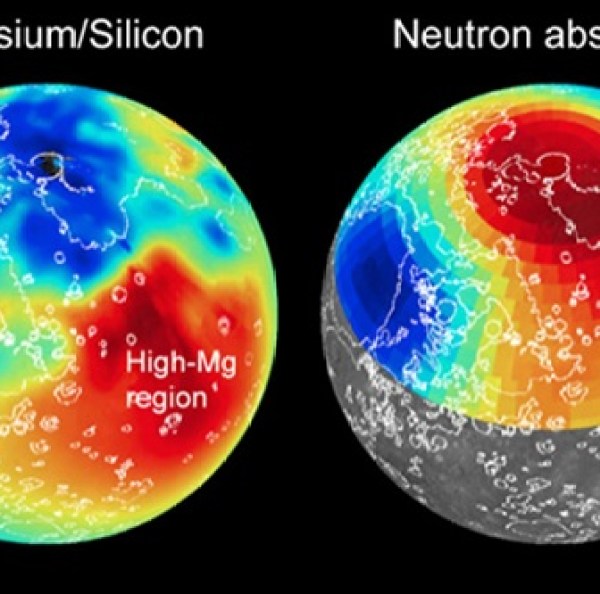The elevation profiles made by the laser altimeter on board MESSENGER from the northern hemisphere of Mercury (the warmer the color, the higher in elevation). 