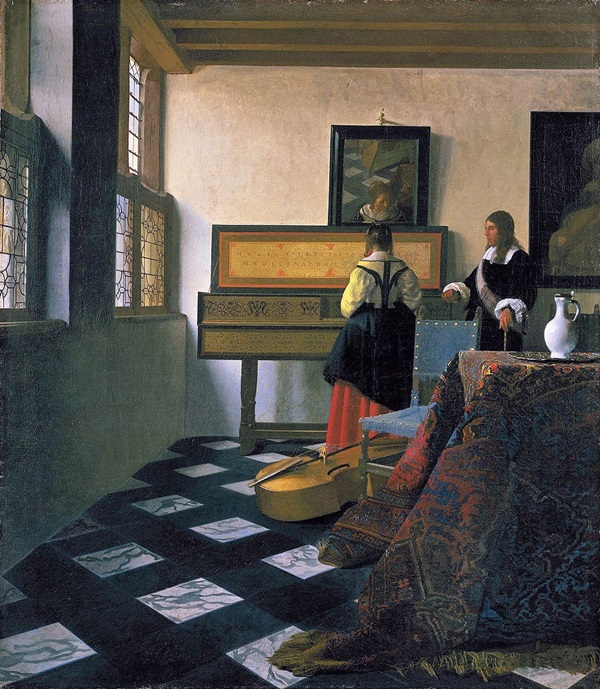 Johannes Vermeer captured the light and details of <i>The Music Lesson</i> so perfectly that some wonder if he used optical aid.