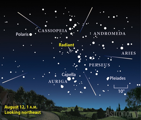August 2013 Perseid meteor shower finder chart