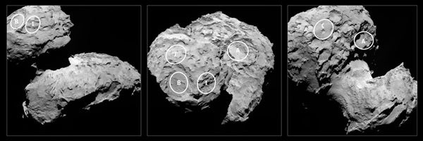 Philae candidate landing sites