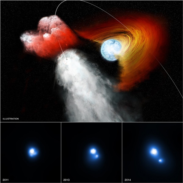 Pulsar punches hole in stellar disk (illustration)