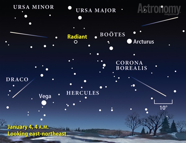 Quadrantid meteor shower finder chart