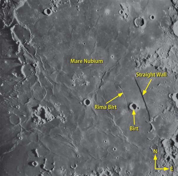 Straight Wall and Birt on Moon