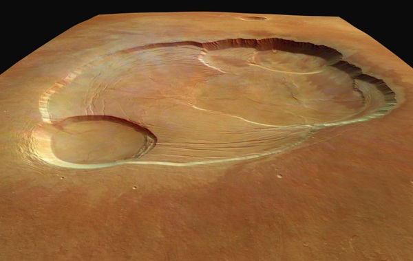The caldera of Olympus Mons on Mars