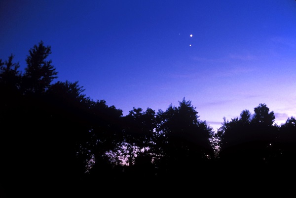 Jupiter, Venus, and Mars in the evening sky