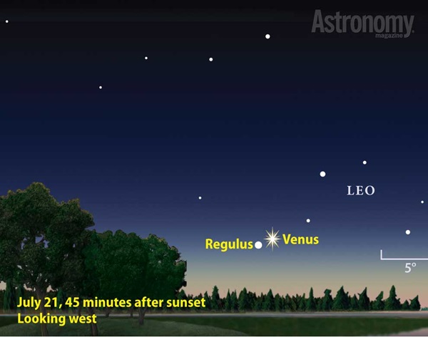 Venus and Regulus conjunction finder chart