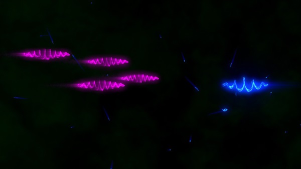 This NASA animation shows a gamma ray traveling from its blazar source, encountering the extragalactic background, and being absorbed by the Fermi telescope.