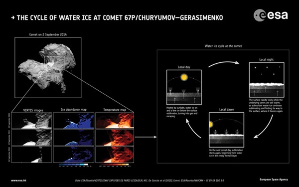 Water-ice cycle of comet