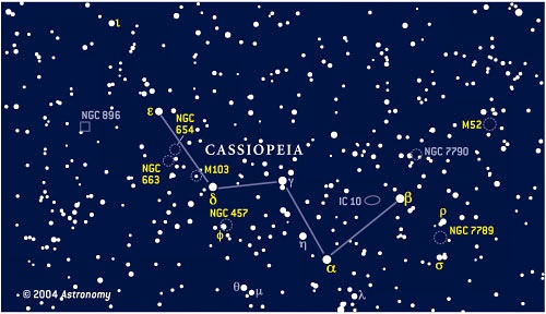 Finder chart for objects in Cassiopeia