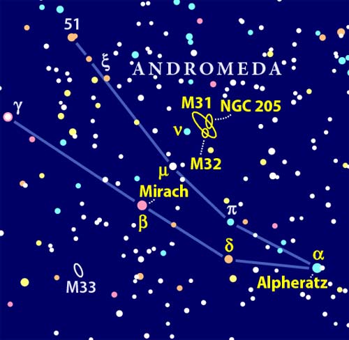 Finder chart for the Andromeda Galaxy (M31)