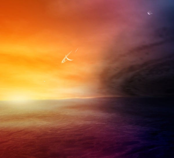 Storms cover the surface of a water world 