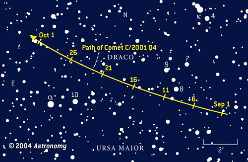 Comet C/2001 Q4 finder chart, September 2004
