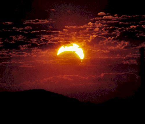 Sunset, July 1990 solar eclipse