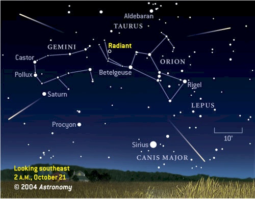 Orionid radiant finder chart