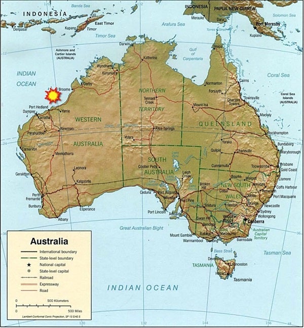 Location of the Permian impact crater