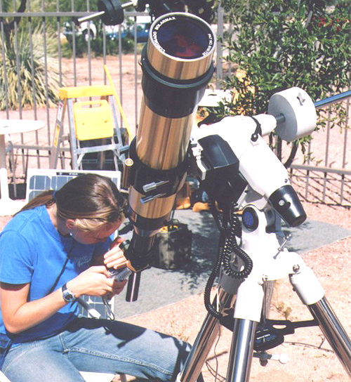 Workshop participant observing Sun
