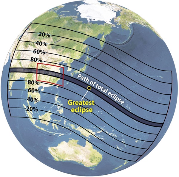 Asian solar eclipse path of totality