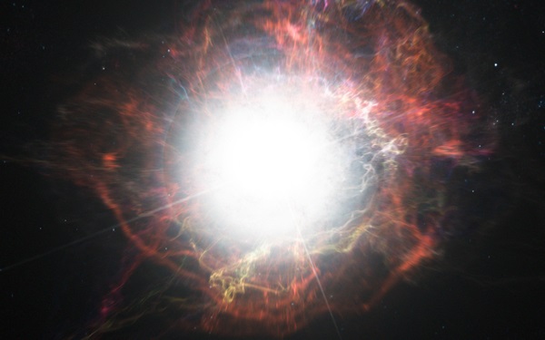 Artists' concept of dust forming around supernova
