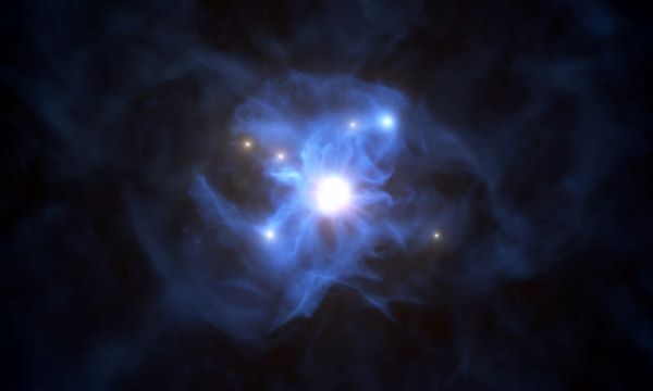 Six galaxies trapped in cosmic web around supermassive black hole 
