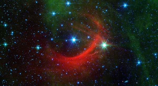 A giant shock wave created by a speeding star known as Kappa Cassiopeiae.
