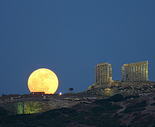 Moonrise at the Temple of Poseidon