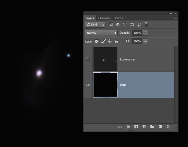 First open the color image in Adobe Photoshop as a TIFF file that has not been stretched or brightened in any way. 