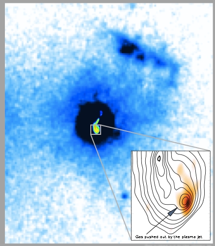 Galaxies' central black holes may blow out jets of material, limiting their own growth