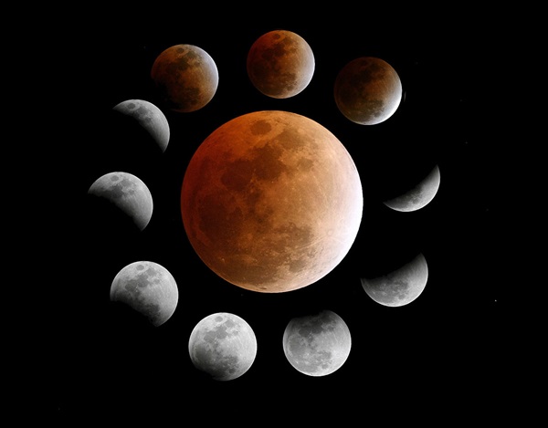Montage of the February 2008 lunar eclipse