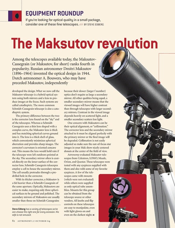 Maksutov telescope roundup