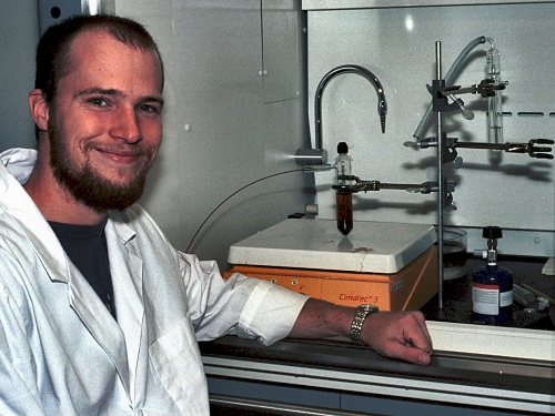 Matthew Pasek in the lab